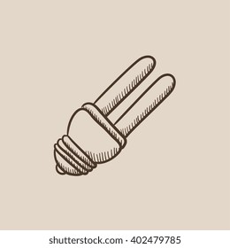 Energy saving light bulb sketch icon.
