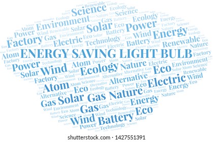 Energy Saving Light Bulb word cloud. Wordcloud made with text only.