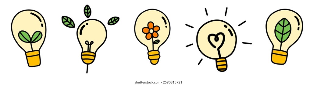 Energy saving light bulbs, eco-friendly light bulbs, environmentally friendly light bulbs, showing the concept of saving the world, world earth day. Color vector