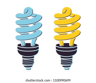 Energy saving light bulbs flat icons