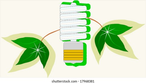 Energy saving light with green leaves