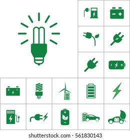 energy saving light icon, alternative energy set on white background