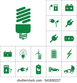 energy saving light icon, alternative energy set on white background