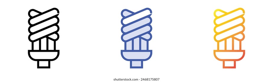 icono de luz de ahorro de energía. Diseño de estilo de relleno lineal, azul y degradado aislado sobre fondo blanco