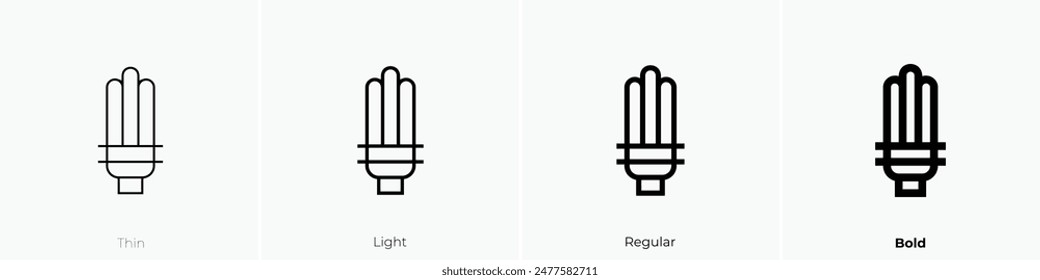 icono de luz de ahorro de energía. Diseño de estilo fino, ligero, regular y audaz aislado sobre fondo blanco