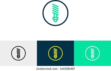  energy saving light line art icon vector 