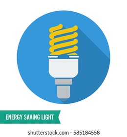 Energy Saving Light Vector. Fluorescent Light Bulb Icon.
