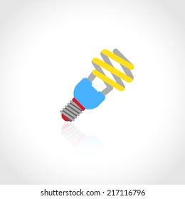 Energy saving lightbulb flat icon isolated on white background vector illustration