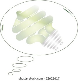 Energy saving lightbulb transparent in thought bubble illustration vector