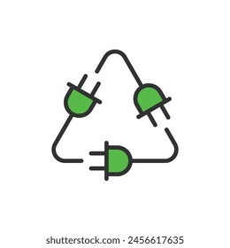 Energy saving, in line design, green. Energy saving, efficient, conservation, eco-friendly, sustainable, reduce, power on white background vector. Energy saving editable stroke icon.