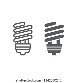 Energy saving line and glyph icon, ecology lamp and energy, fluorescent lamp sign, vector graphics, a linear pattern on a white background, eps 10.
