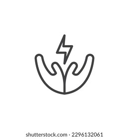 Icono de línea de ahorro de energía. signo de estilo lineal para concepto móvil y diseño web. Icono de vector de contorno de mano y relámpago. Símbolo, ilustración del logotipo. Gráficos vectoriales