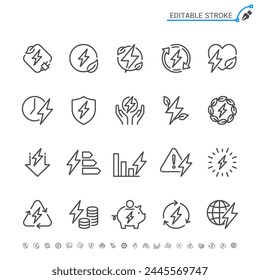 Energy saving line icons. Editable stroke. Pixel perfect.