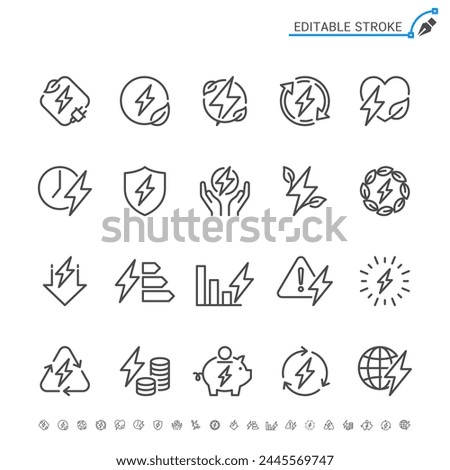 Energy saving line icons. Editable stroke. Pixel perfect.