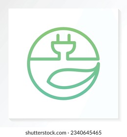 Energiesparendes Logo mit grünem Blatt. Symbol der Lebensleistung.