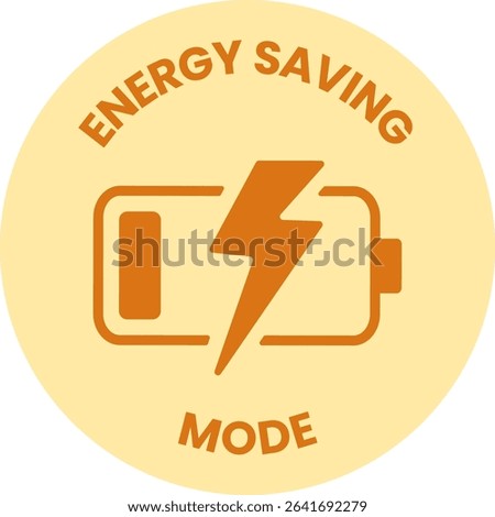 Energy saving mode sticker icon. Vector symbol of battery and lightning for power saver status on devices.