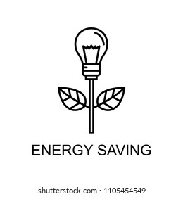 energy saving outline icon. Element of enviroment protection icon with name for mobile concept and web apps. Thin line energy saving icon can be used for web and mobile on white background