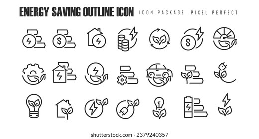 icono de esquema de ahorro de energía píxel perfecto para diseño de aplicaciones web y móviles