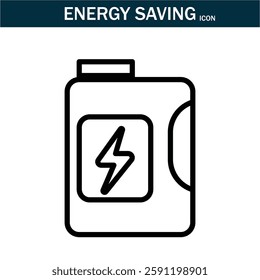 Energy saving outline stroke icon.editable stroke icon. Contains such Icons as Energy Costs, Burn, Eco Friendly Power and more.Vector illustration. EPS10.