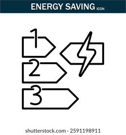 Energy saving outline stroke icon.editable stroke icon. Contains such Icons as Energy Costs, Burn, Eco Friendly Power and more.Vector illustration. EPS10.
