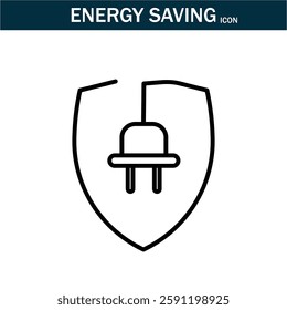 Energy saving outline stroke icon.editable stroke icon. Contains such Icons as Energy Costs, Burn, Eco Friendly Power and more.Vector illustration. EPS10.