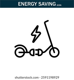 Energy saving outline stroke icon.editable stroke icon. Contains such Icons as Energy Costs, Burn, Eco Friendly Power and more.Vector illustration. EPS10.