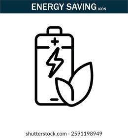 Energy saving outline stroke icon.editable stroke icon. Contains such Icons as Energy Costs, Burn, Eco Friendly Power and more.Vector illustration. EPS10.