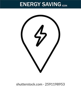 Energy saving outline stroke icon.editable stroke icon. Contains such Icons as Energy Costs, Burn, Eco Friendly Power and more.Vector illustration. EPS10.