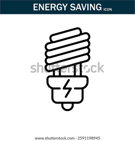 Energy saving outline stroke icon.editable stroke icon. Contains such Icons as Energy Costs, Burn, Eco Friendly Power and more.Vector illustration. EPS10.