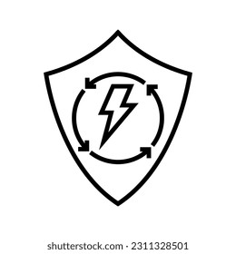 energy saving, shield with lightning bolt and circle arrow icon vector