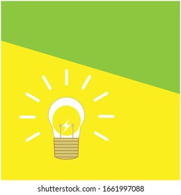 Energy saving and simple light bulbs vector with yellow ang green background. Save energy symbol.