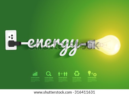 Energy saving and simple light bulbs.Green background vector illustration template design
