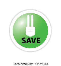 Energy saving and simple light. Green background. Vector illustration.