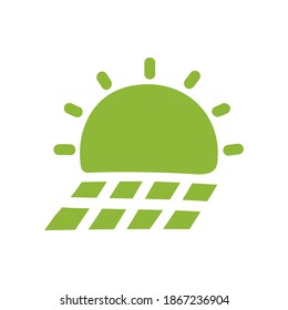 Energy saving solar cell symbol. Green sign of recycling, eco, ecology, technology, earth care. Solar battery, sun isolated on white background. Energy fresh trend clipart. Vector stock illustration
