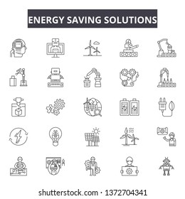 Energy saving solutions line icons, signs, vector set, outline illustration concept 