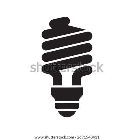 Energy saving spiral light bulb icon symbolizing bright idea innovation and eco friendly electricity consumption for environmental sustainability