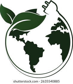 Energy saving symbol. Energy icon with green leaf. Eco friendly. Eco friendly icon. Vector illustration.
