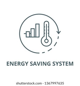 Energy saving system line icon, vector. Energy saving system outline sign, concept symbol, flat illustration