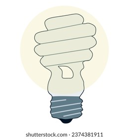 Energieeinsparung. Auf Leuchtkörpersymbol gedreht. Flache Cartoon-Illustration einzeln auf Weiß. Handgezeichnetes Technologiekonzept. Design-Kunst für Web, Poster, Mobile App Design.	