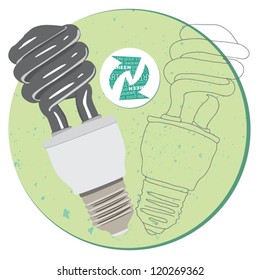 Energy saving vector light bulbs spiral fluorescent design