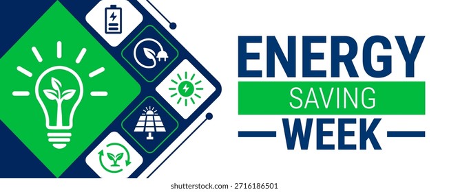 La Plantilla de fondo, Anuncio, tarjeta o diseño de póster de la Semana del Ahorro de Energía se observa todos los años durante enero, para crear conciencia sobre la misión. Ilustración vectorial.