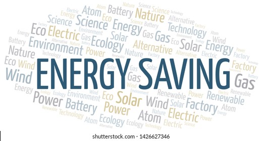 Energy Saving word cloud. Wordcloud made with text only.