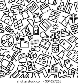 Energy Seamless Hand Drawn Icon Pattern 