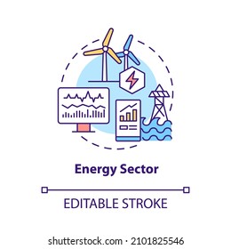 Energy sector concept icon. Optimize production processes abstract idea thin line illustration. Smart management. Isolated outline drawing. Editable stroke. Roboto-Medium, Myriad Pro-Bold fonts used