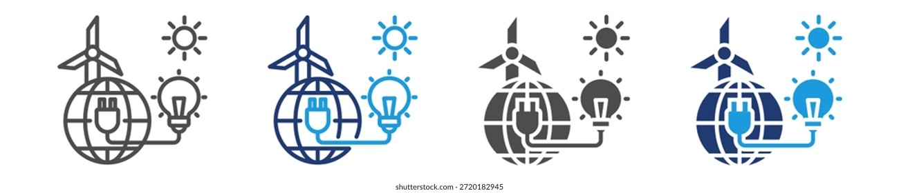 Conjunto de iconos de sector de energía estilo múltiple