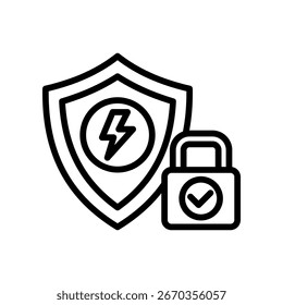 Energy Security Icon Line Vector Illustration