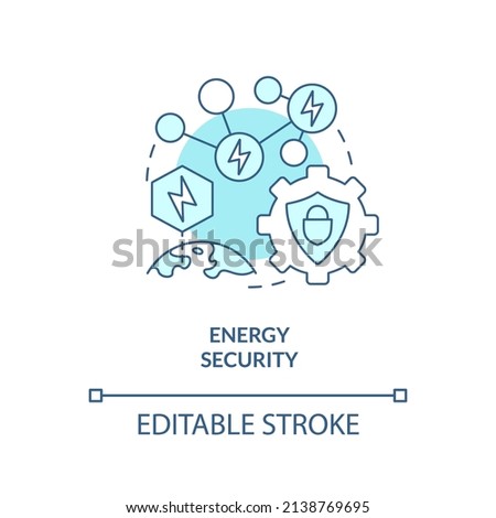 Energy security turquoise concept icon. Power systems. National protection program abstract idea thin line illustration. Isolated outline drawing. Editable stroke. Arial, Myriad Pro-Bold fonts used