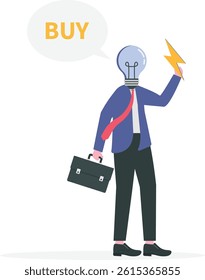 Energy shortage crisis. a businessman with a lightbulb head try to find electricity to light up.


