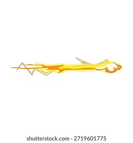 Captura de energia movendo-se rapidamente, criando um efeito dinâmico de explosão com cores amarelas e laranja, significando velocidade, potência e impacto em uma ilustração gráfica estilizada