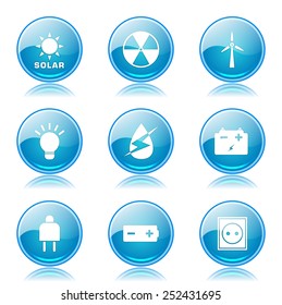 Energy Sign And Symbol Blue Vector Button Icon
